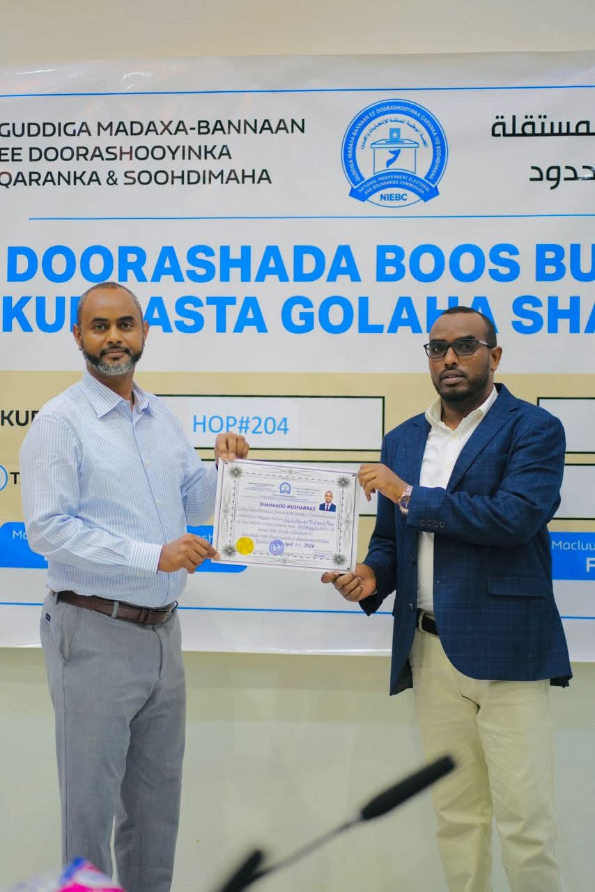 Musharixiinta u taagan kursiga HOP204 oo qaatay shahaadada Musharxnimo