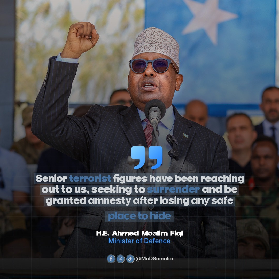 Minister of Defense Says Senior Al-Shabaab Terrorists Seeking to Surrender to SNA