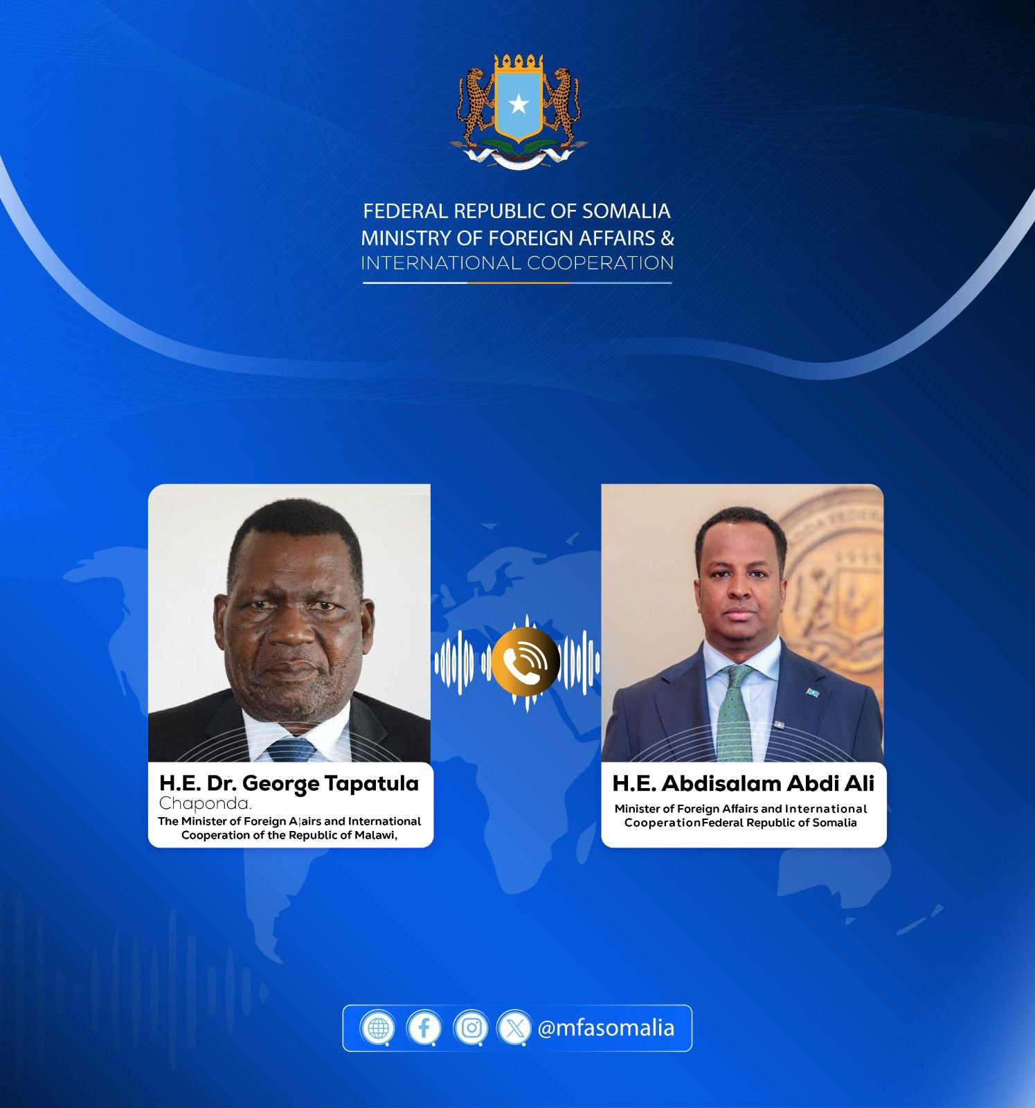 Minister of Foreign Affairs Discusses Bilateral Cooperation with Malawian Counterpart
