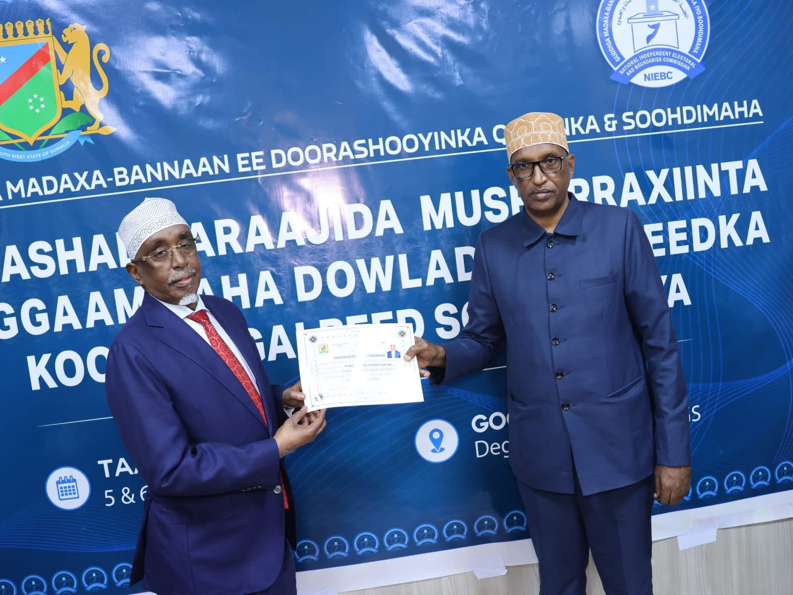 Shariif Xasan Sheekh Aadan oo guddoomay Shahaadada Musharaxnimada